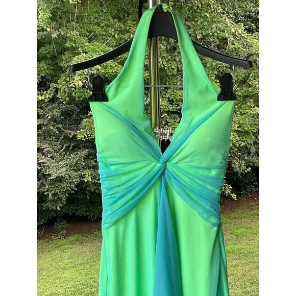Cache Dress VTG Y2K Maxi Gown Prom Cruise Resort Fairy Whimiscal Ombre Green 2 - Picture 5 of 16